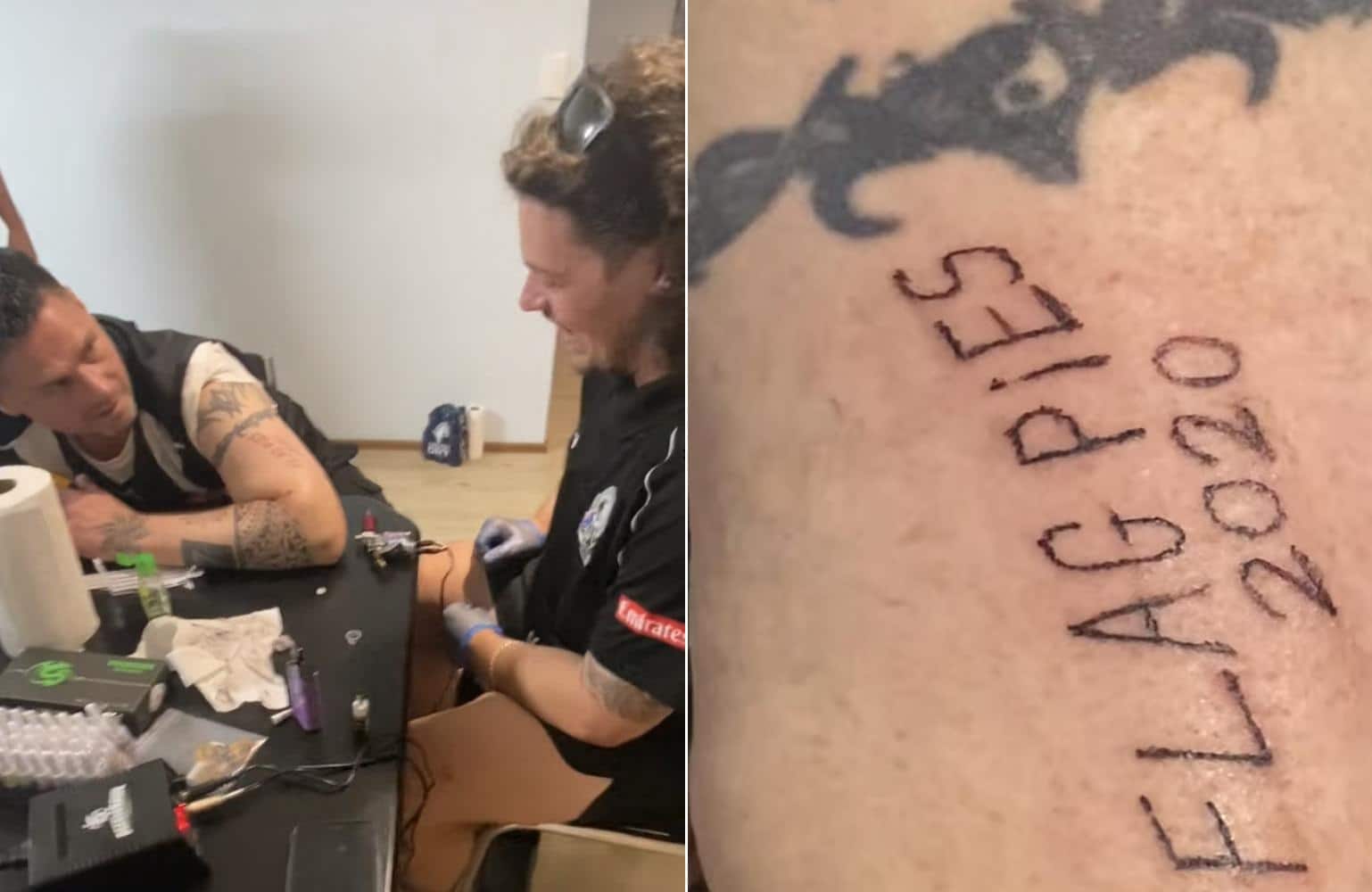 Bloke goes full Collingwood and gets the date wrong on his dad’s Flagpies tattoo