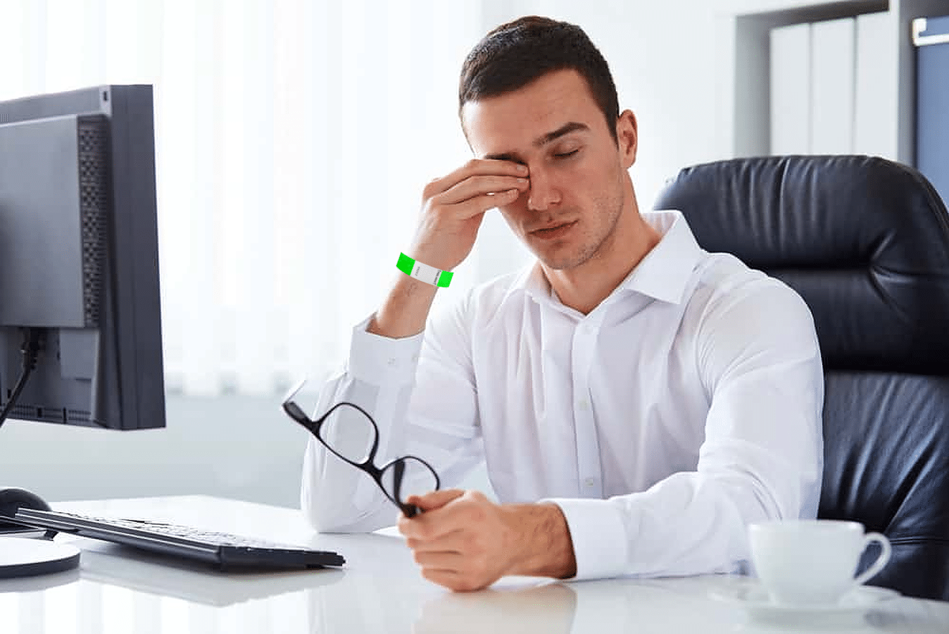 Mid-30s bloke keeps Pendulum wristband on to let younger staff know he’s still got it