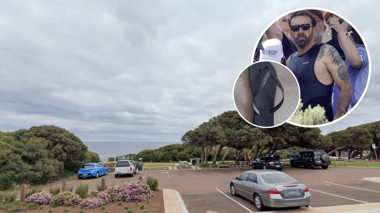 Nic Cage fully initiated into WA beach life after suffering critical thong blowout 10 mins from home