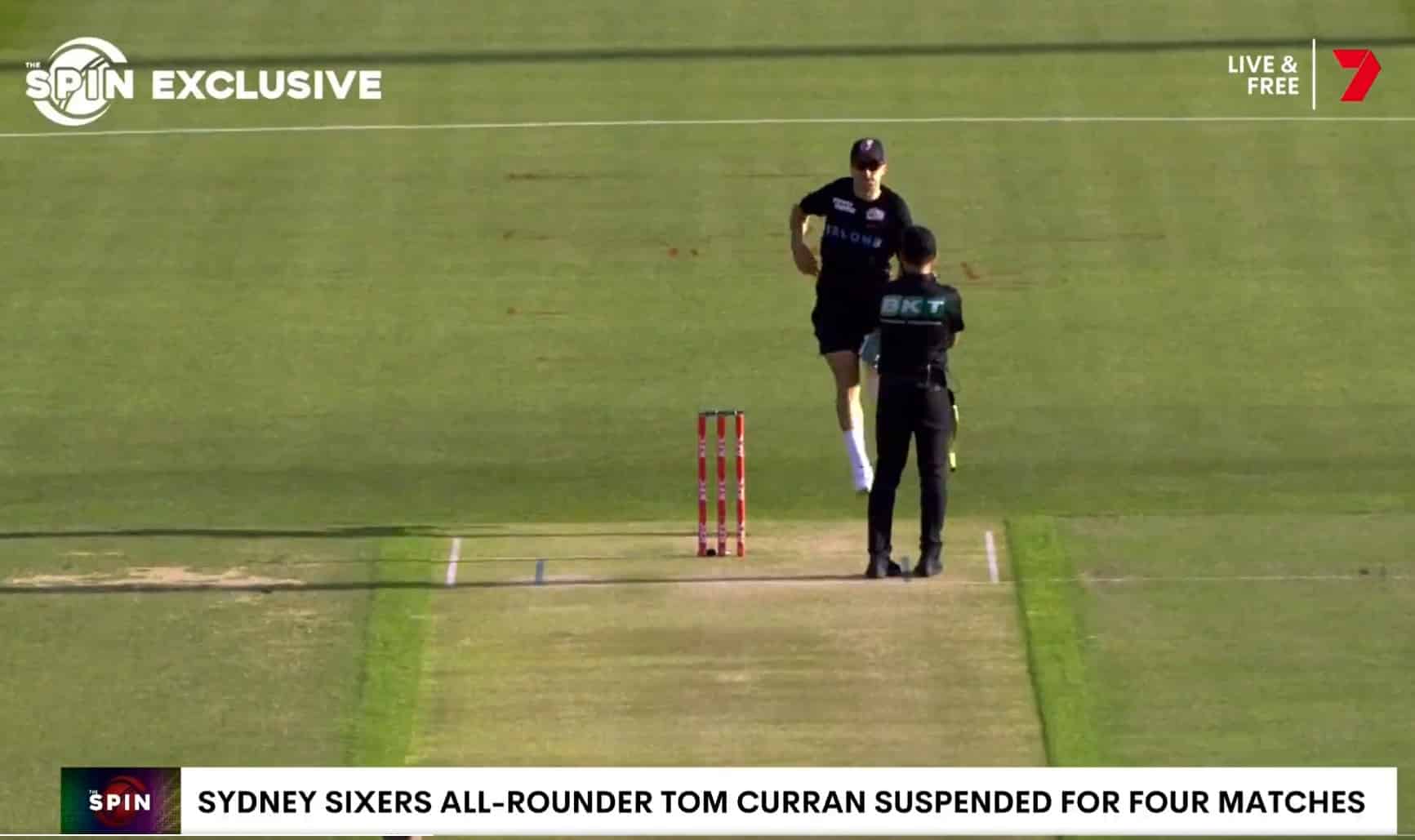 English cricketer tries to staunch an umpire before a Big Bash match (lol)