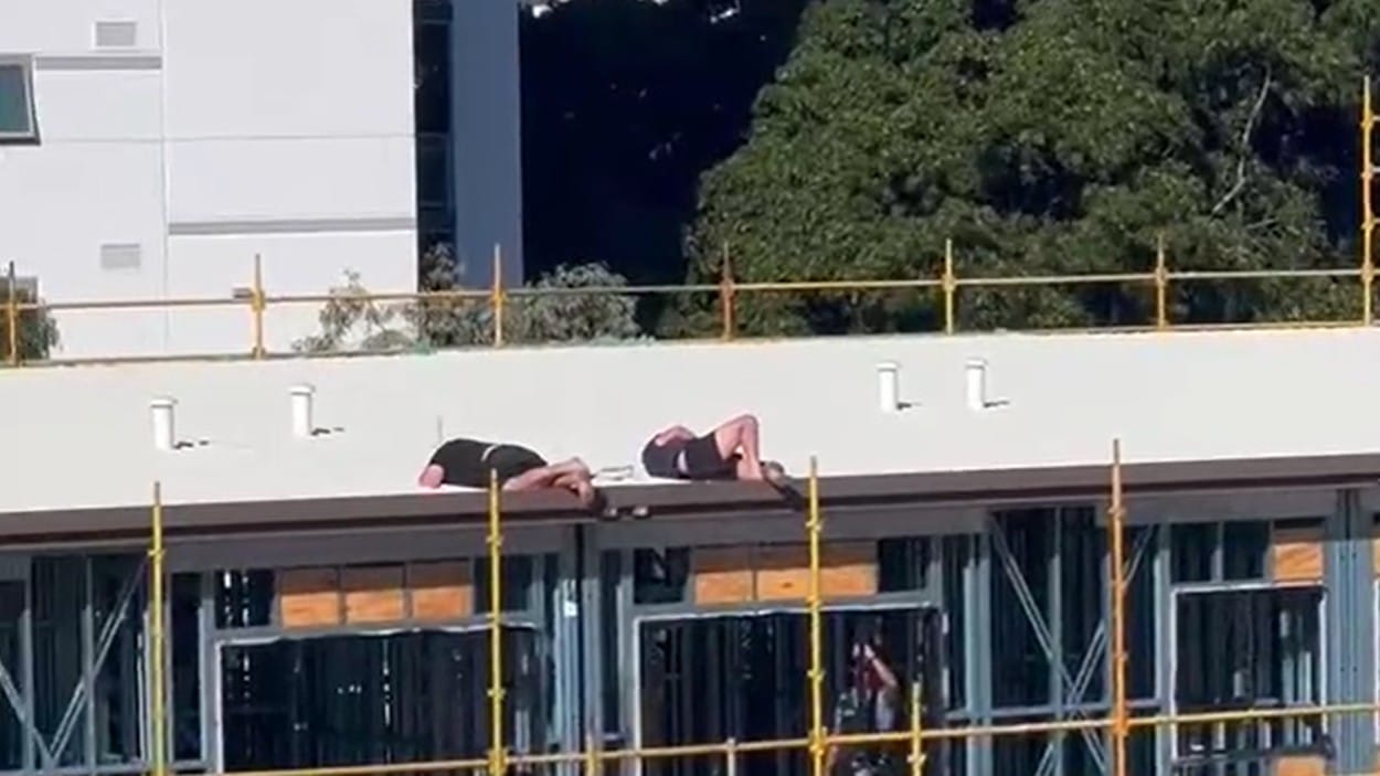 Two blokes fancied an 8 hour stand off with the police on top of a Rivervale building site