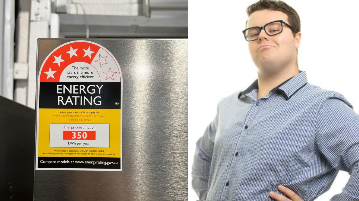 Man didn’t purchase an appliance with a 4-star energy rating just to take the sticker off